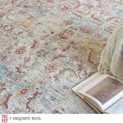 The Met X Exquisite Rugs Antique Loom Blue/Rust Area Rug.