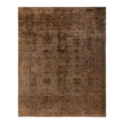 Overton Hand Knotted Wool Vintage Inspired Modern Contemporary Overdyed Brown Area Rug - 8' 1" x 10' 2"