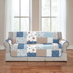 Printed Patchwork Loveseat Cover by BrylaneHome in Blue Multi
