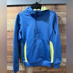 Nike Tops | Nike Dri Fit Hooded 1/4 Zip Women's Size Medium | Color: Blue/Yellow | Size: M