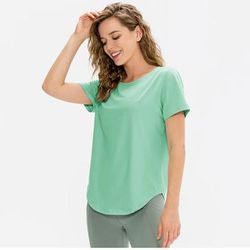 Lululemon Athletica Tops | Lululemon" Run Around Tee Heathered -Green Mint | Color: Green | Size: 8