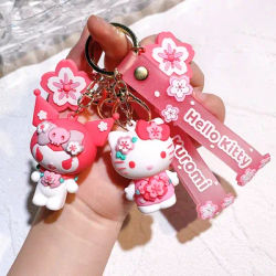 Cherry Blossoms Sakura My Melody portachiavi Cute Girl Kawaii Sanrio Anime Figure Llavero accessori