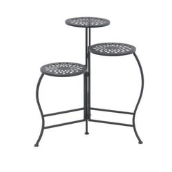 3-Tier Black Metal Traditional Plant Stand by Quinn Living in Black
