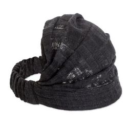 Night Falls,'Black Cotton Headband Hand-Woven in Guatemala'