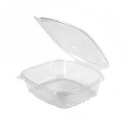 Genpak AD24 Hinged Lid Food Container - 7 1/4"L x 6 3/8"W x 2 1/4"H, PET, Clear, PET plastic, Single Compartment