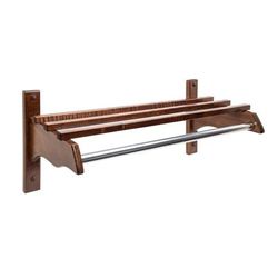 CSL TJFMB-24 24" Wall Mount Commercial Coat Rack w/ 5/8" Zinc Plated Rod & Dark Oak Hardwood Brackets, Brown