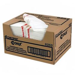 Chicopee 8252 Chix Multi-Day Antimicrobial Foodservice Towel - 13" x 21", White, White with Red Stripe
