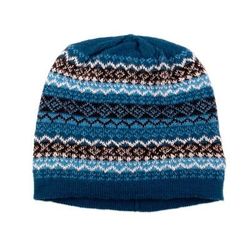 Highland Lake,'Hand Knit 100% Baby Alpaca Hat in Blue Shades from Peru'