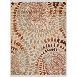 5' x 7' Cream and Brown Swirls Area Rug - 3'6"