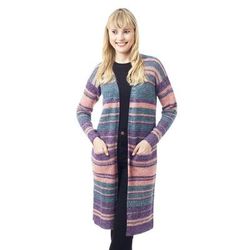 Mesa Sunrise,'Striped Alpaca Blend Long Sleeve V-Neck Duster Cardigan'