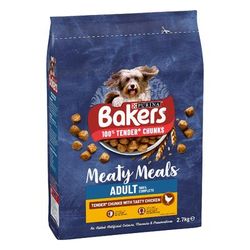 2.7kg Tasty Chicken Tender Chunks Adult Meaty Meals Bakers Dry Dog Food