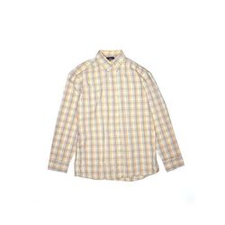 Oscar De La Renta Long Sleeve Button Down Shirt: Yellow Checkered/Gingham Tops - Kids Boy's Size 8