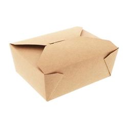AmerCareRoyal FTB4N Disposable 4 Takeout Box - 7 3/4" x 5 1/2", Kraft Paper, Brown