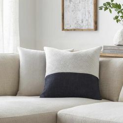 Sania 18" Square Modern Off White/Onyx Throw Pillow - Boutique Rugs