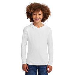 District DT139Y Youth Perfect Tri Long Sleeve Hoodie T-Shirt in White size Medium | Triblend