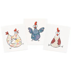 Coupon canvas "poules folles", crème/coloré