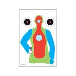 Action Target B-21E High Visibility Fluorescent Silhouette w/Handgun Indoor Target 100 Per Case Black/Orange/Blue/Green 23in x 35in PR-B21E