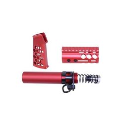 Guntec USA AR-15 Micro Honeycomb Pistol Furniture Set Anodized Red MICRO-HCP-SET-RED