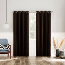 Sun Zero Brandon Magnetic Closure Grommet Curtain Panel, Set of 2 by BrylaneHome in Chocolate (Size 108"W 96" L)