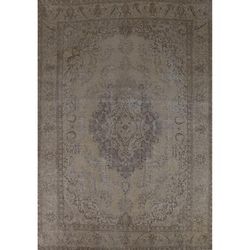 Tabriz Persian Vintage Area Rug Handmade Beige Wool Carpet - 9'4" x 12'10"