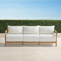 Porticello Sofa in Natural Teak - Colome Tile Indigo - Frontgate