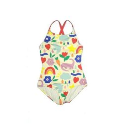 Boden One Piece Swimsuit: Ivory Floral Swimwear - Women's Size 13