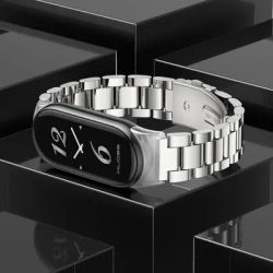 Pour Xiaomi Mi Band 8 Bracelet NFC Global Version Bracelet en Métal Inoxydable Miband 8 Sangle Mi