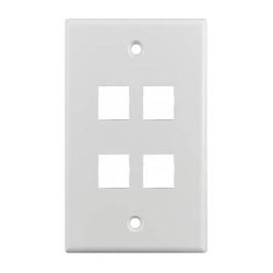 Simply45 S45-3204W-25 4-Port Single-Gang Keystone Wall Plate (White, 25-Pack) S45-3204W-25