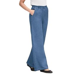 Plus Size Women's Perfect Elastic Waist Wide-Leg Jean by Woman Within in Light Stonewash (Size 20 W)