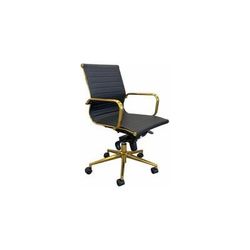 Gold Series Modern Classic Black Leather Mid Back Office Chair