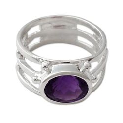 '4-carat Amethyst on Sterling Silver Ring Pisces Jewelry'