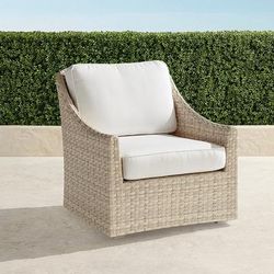 Ashby Lounge Chair with Cushions in Shell Wicker - Standard, Emilia Damask Air Blue - Frontgate