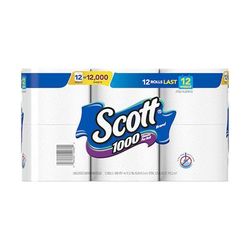 Kimberly-Clark 10060 (559949) Scott 1 ply Toilet Paper Roll - 1000 Sheets/Roll, White, Case of 48