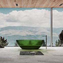 Randolph Morris Floki 67 Inch Transparent Double Slipper Solid Surface Freestanding Tub - Green RMTW8863-67-GREEN