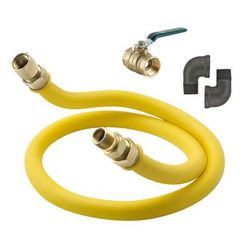 Krowne S7548K 48" Stationary Gas Connector Kit w/ 3/4" Female/Male Couplings, 48" Long, Packed in Color Box, Stainless Steel