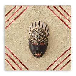 African mask plaque, 'Born on Thursday'