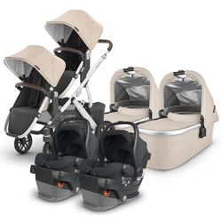 UPPAbaby VISTA V2 Twin Double Stroller + MESA V2 Travel System Bundle with Rumble Seat V2+ - Declan