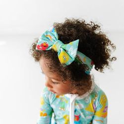Spelling with Sesame Street Luxe Baby Girl Soft & Stretchy Bamboo Bow Headbands - Newborn - 3T