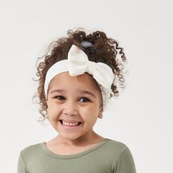 Ivory Luxe Baby Girl Soft & Stretchy Bamboo Bow Headbands - 4T - 8 Years