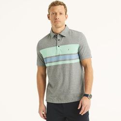 Nautica Men's Navtech Sustainably Crafted Classic Fit Striped Polo Stellar Blue Heather, XL