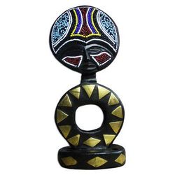 Akan Ashanti Doll II,'West African Beaded Wood Fertility Doll Statuette'