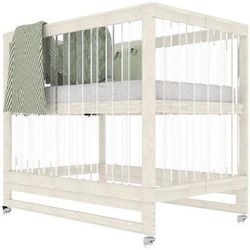 Melo Caress Foldable Crib - Washed White / Acrylic