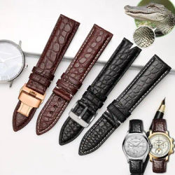 Bracelet de montre en peau de crocodile pour homme cuir véritable pour Longines Omega Tissot