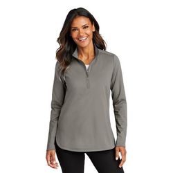 Port Authority LK880 Women's C-FREE Double Knit 1/4-Zip in Smoke Grey size XL | Polyester Blend