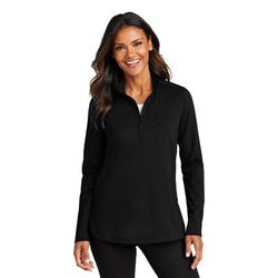 Port Authority LK880 Women's C-FREE Double Knit 1/4-Zip in Deep Black size Large | Polyester Blend