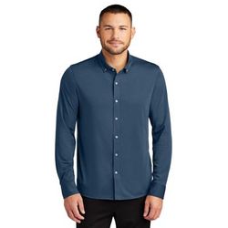 Mercer+Mettle MM1018 Stretch Jersey Long Sleeve Shirt in Insignia Blue size XS | Polyester Blend
