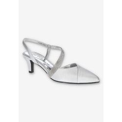 Extra Wide Width Women's Emerald Pump by Easy Street in Silver Satin (Size 11 WW)