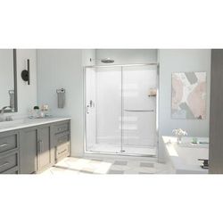 Dreamline DreamLine Infinity-Z 30 inch D x 60 inch W x 78 3/4 inch H Semi-Frameless Sliding Shower Door in Chrome and Clear Glass, Center Drain Shower Base, and Wall Kit in White D2096030XXC0001