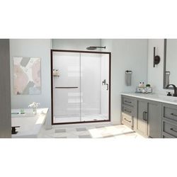 Dreamline DreamLine Infinity-Z 34 inch D x 60 inch W x 78 3/4 inch H Semi-Frameless Sliding Shower Door in Oil Rubbed Bronze and Clear Glass, Right Drain Shower Base, and Wall Kit in White D2096034XXR0006