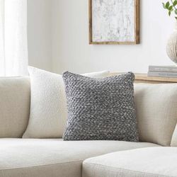 Airlie 20" Square Cottage Medium Gray/Gray/Light Silver/Metallic Silver/Sage/Slate Blue Throw Pillow - Boutique Rugs